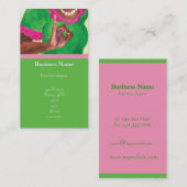完璧なピンクと緑のレディースカード 名刺 (正面/裏面)