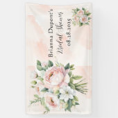 完璧なピンクのピーチ ピオニー フラワーブライダルシャワー 横断幕 (縦)