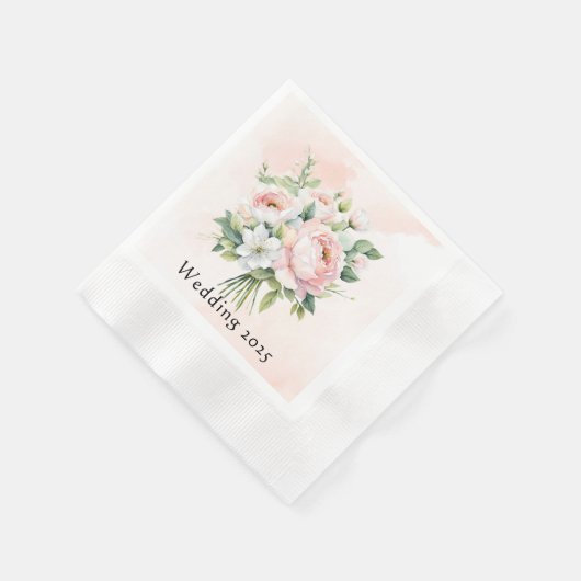完璧なピンクの水色牡丹のフローラ結婚 縁ありカクテルナプキン (角)