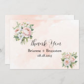 完璧なピンクの牡丹フローラサンキューカード 招待状 (正面/裏面)