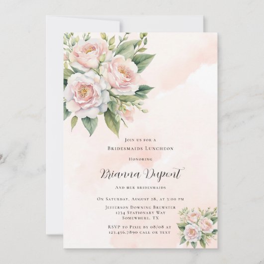 完璧なピ絵を描ーン牡丹の花嫁昼食会 招待状 (正面)