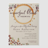 完璧なブレンドは、コーヒーの赤ちゃんシャワーを醸造する ベラム紙招待状 (正面)