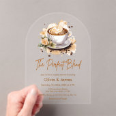 完璧なブレンドコーヒー結婚のカップルのシャワー アクリル招待状 (インサイチュ (ポータブル))