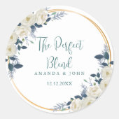 完璧なブレンド白結婚花のコーヒー ラウンドシール (正面)