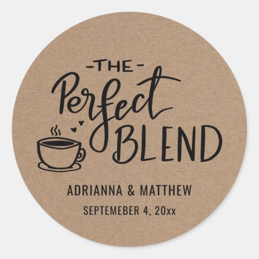 完璧なブレンド |クラフ素朴ト紙結婚ズ ラウンドシール (正面)
