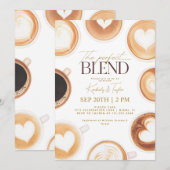 完璧なブレンド コーヒー カップル シャワー 招待状 (正面/裏面)