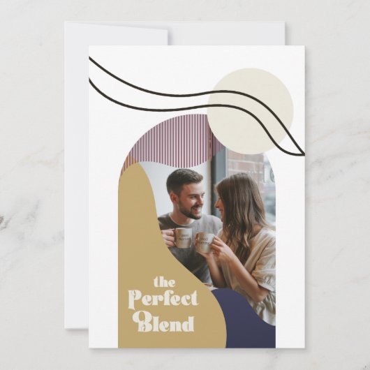「完璧なブレンド」モダン幾何学ボヘミアウェディング シーズンカード (正面)