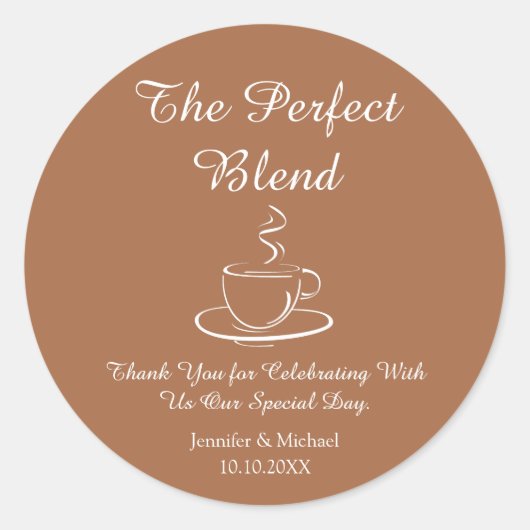 完璧なブレンド，結婚のコーヒ感謝していーブラウン ラウンドシール (正面)