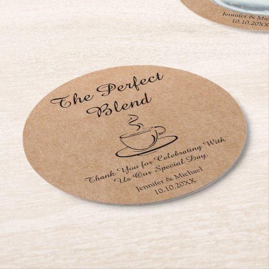 完璧なブレンド，結婚の感謝していあなたの筏 ラウンドペーパーコースター (アングル)