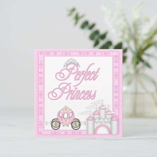完璧なプリンセスベビーシャワーコーチとキャッスル 招待状 (スタンド正面)