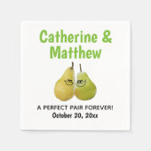 完璧なペアの漫画の梨結婚の スタンダードカクテルナプキン (正面)