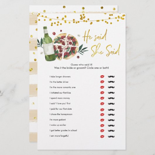 完璧なペアは彼は彼女がゲームを言った (正面/裏面)