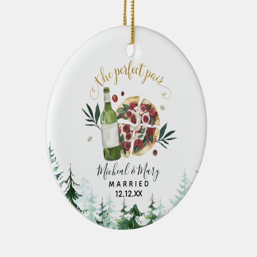 完璧なペアビールとピザ結婚のオーナメントギフト セラミックオーナメント (右)