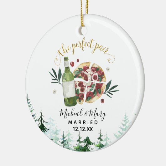 完璧なペアビールとピザ結婚のオーナメントギフト セラミックオーナメント (左)