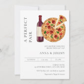 完璧なペアピザワインカップルのシャワー 招待状 (正面)