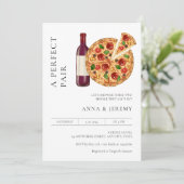 完璧なペアピザワインカップルのシャワー 招待状 (スタンド正面)
