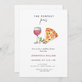 完璧なペアワインピザカップルのシャワー 招待状 (正面/裏面)