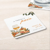 完璧なペアワイン&チーズ婚約パーティ スクエアペーパーコースター (アングル)