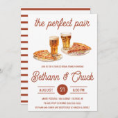 完璧なペア！ピザとビールブライダルシャワー 招待状 (正面/裏面)