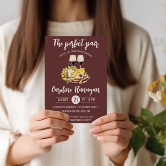 完璧なペア！ワイン&チーズブライダルシャワー 招待状