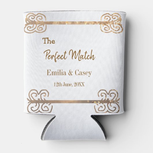 完璧なマッチカップルのゴールドヴィンテージグリッター 缶クーラー (正面)