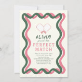 完璧なマッチピックボール緑の波打ちブライダルシャワー 招待状 (正面)