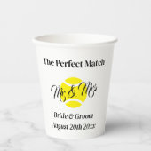 完璧なマッチ素晴らしテニステーマ結婚の 紙コップ (正面)