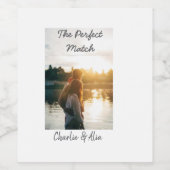 完璧なマッチ結婚のカップルの写真が追加さモダンれる ワインラベル (シングルラベル)