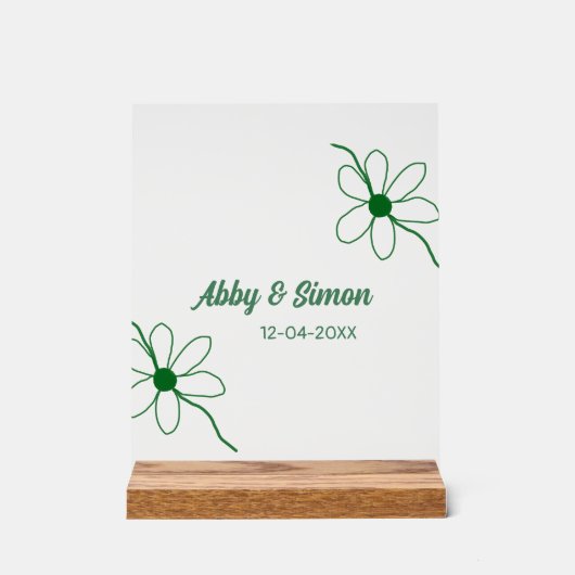 完璧なマッチ追加カップル名の日付テクスチャyea アクリルサイン (正面)