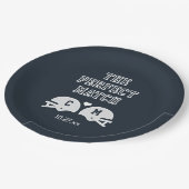 完璧なマッチ・フットボール結婚のモノグラム ペーパープレート (アングル)