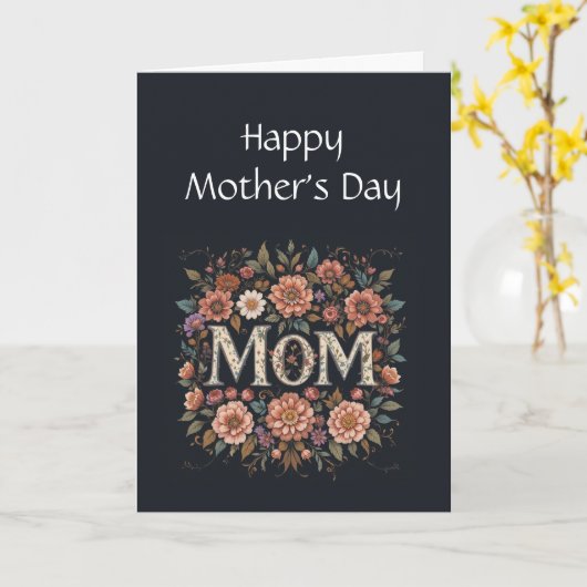 完璧なママのための楽しい母の日の花 カード (黄色い花)