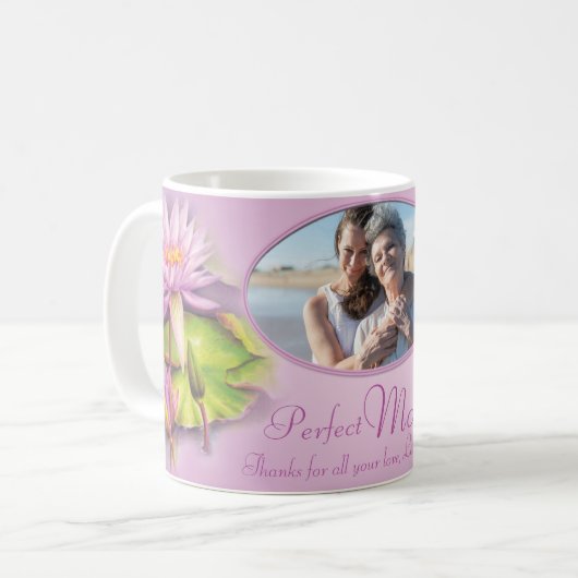 完璧なママ水ゆりの写真と子供の名前mag コーヒーマグカップ (正面左)