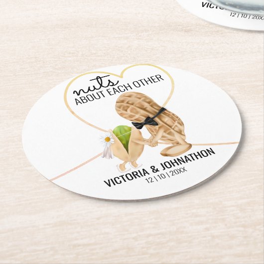 完璧なミックスナッツおもしろい |の結婚処理 ラウンドペーパーコースター (アングル)