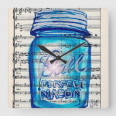 完璧なメイソンの瓶の壁時計 スクエア壁時計 (正面)