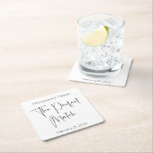 完璧なモダンマッチウェディングシャワーのスクリプト スクエアペーパーコースター (インサイチュ)