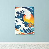 完璧なヴィンテージ日本の波 キャンバスプリント (インサイチュ (ウッドフロア))