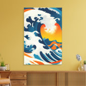 完璧なヴィンテージ日本の波 キャンバスプリント (インサイチュ (リビング))