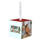 完璧な休日のキープサケパーソナライズされたット キューブオーナメント (裏面アングル)