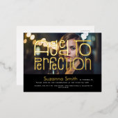 完璧な写真の女性の誕生日に年齢まで金ゴールド 箔招待状ポストカード (正面/裏面)