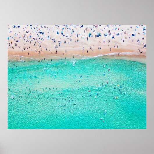 完璧な夏の日wi上のボンディビーチ空中眺め ポスター (正面)