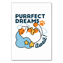 完璧な夢が待っている – かわいい眠り猫のドリーミー テーブルナンバー