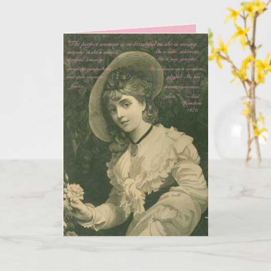 完璧な女性 – ビクトリアン引用文 カード (黄色い花)