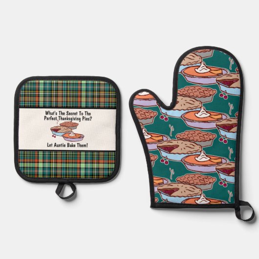 完璧な感謝祭のパイの秘密 鍋つかみ&鍋敷きセット (正面)