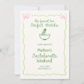 完璧な抹茶ハンドドローバチェロレッテ週末 招待状 (正面)