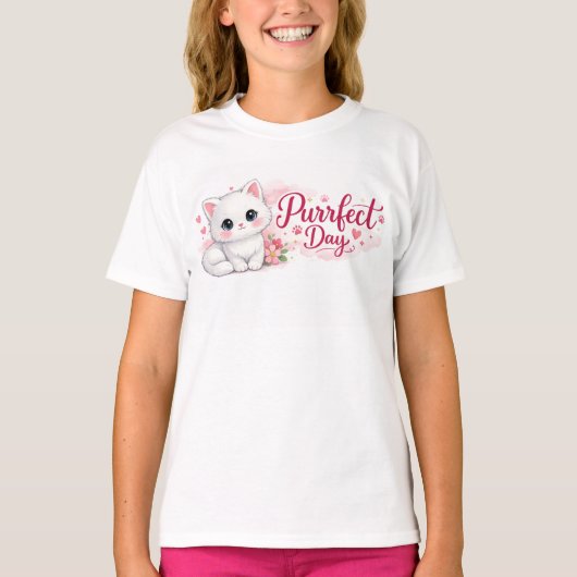 完璧な日 可愛い子猫 キッズTシャツ Tシャツ (正面)