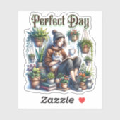 完璧な日 |女読の子と猫と植物 シール (シート)