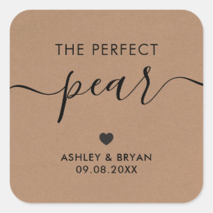 完璧な梨のステッカー、ギフトラベル、クラフト スクエアシール