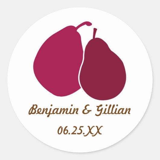 完璧な梨のワインレッド結婚式の引き出物名タグラベル ラウンドシール (正面)