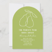 完璧な梨の手描きブライダルシャワー 招待状 (裏面)