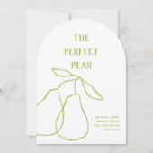 完璧な梨の手描き ブライダルシャワー 招待状 (正面)